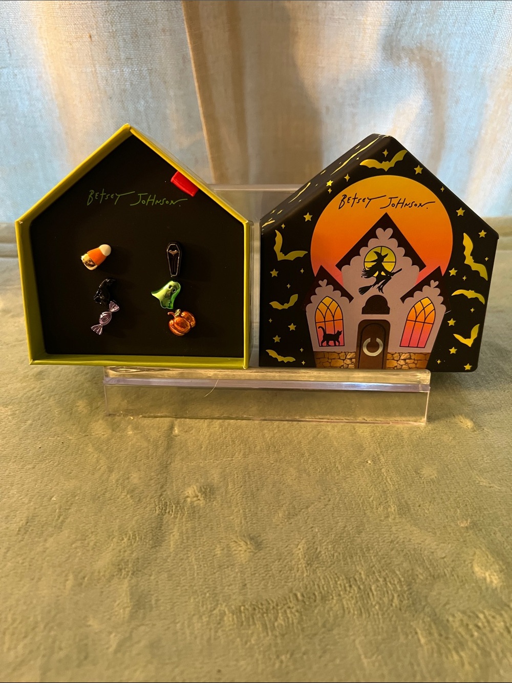 Betsey Johnson Black & Orange Halloween Charm Earring Set